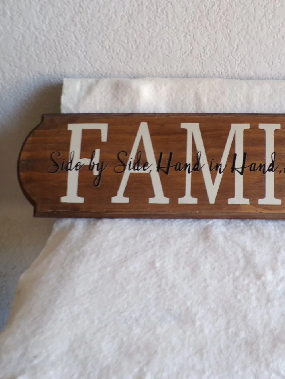 Wooden FAMILY Plaque Side by Side, Hand in Hand, Heart to Heart